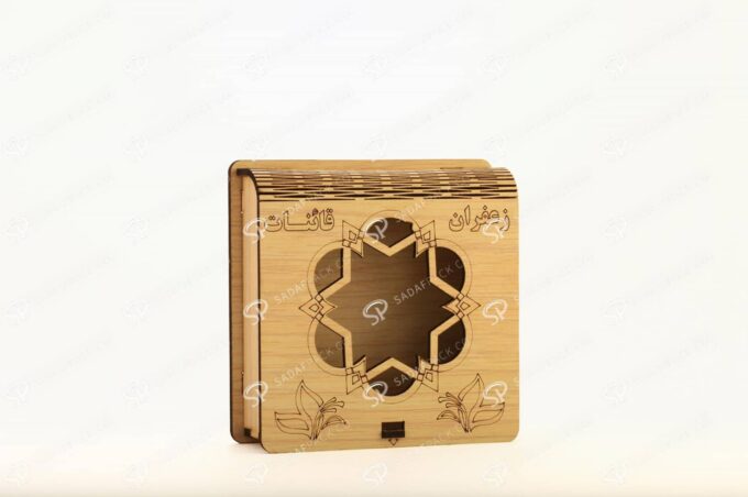 صندوق خشبي لعلبة زعفران معدنية 3 غرام
