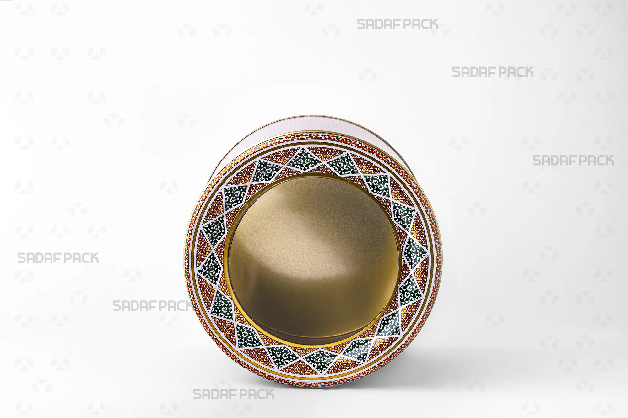 Front view of the 17 Metal 15 cm tin, highlighting its 17 cm diameter and 15 cm height, a structure ideal for bulk storage.