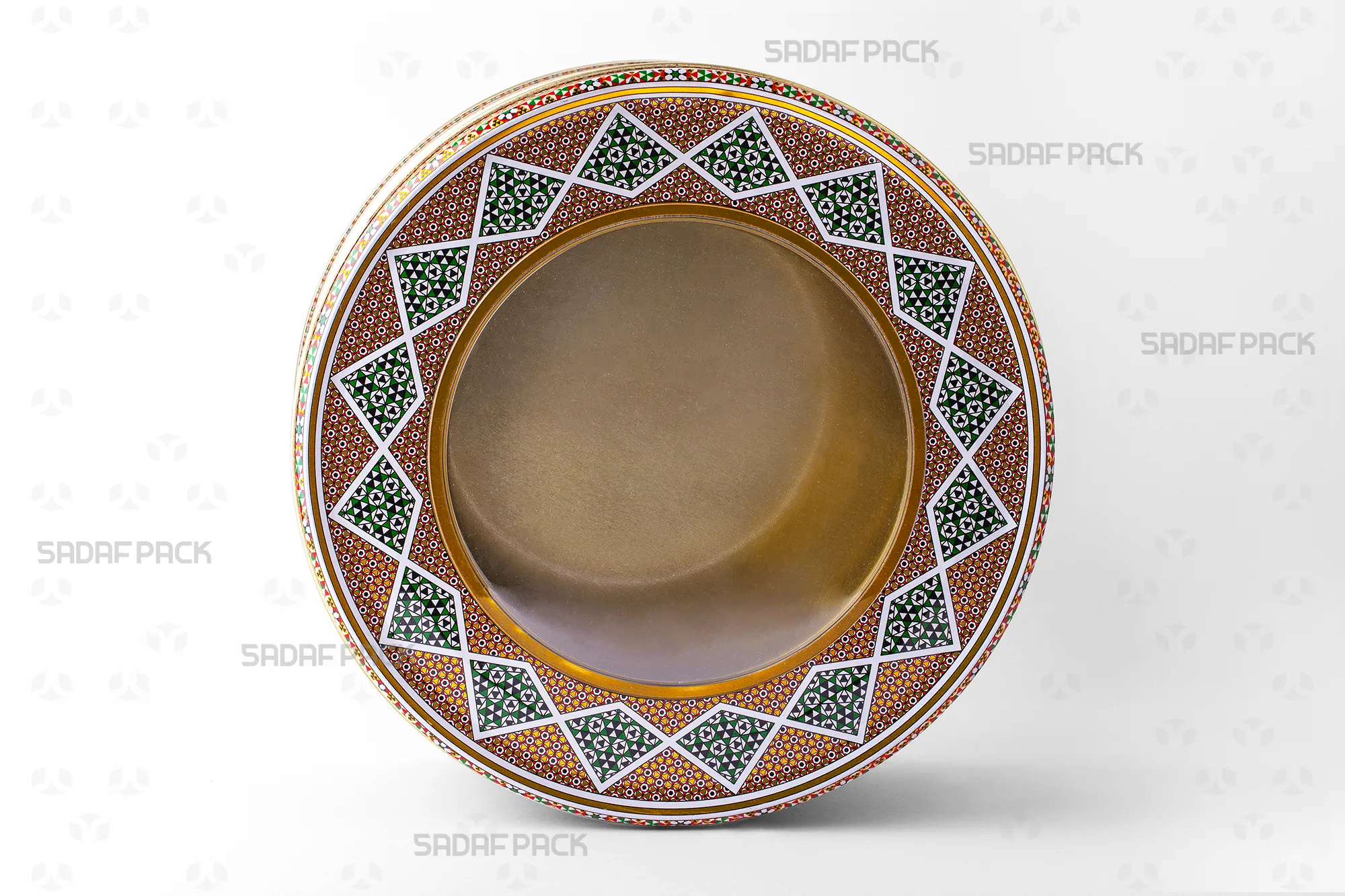 A front angle view of the 23 Metal 10 cm tin, clearly showing its large 23cm diameter and 10cm height structure.