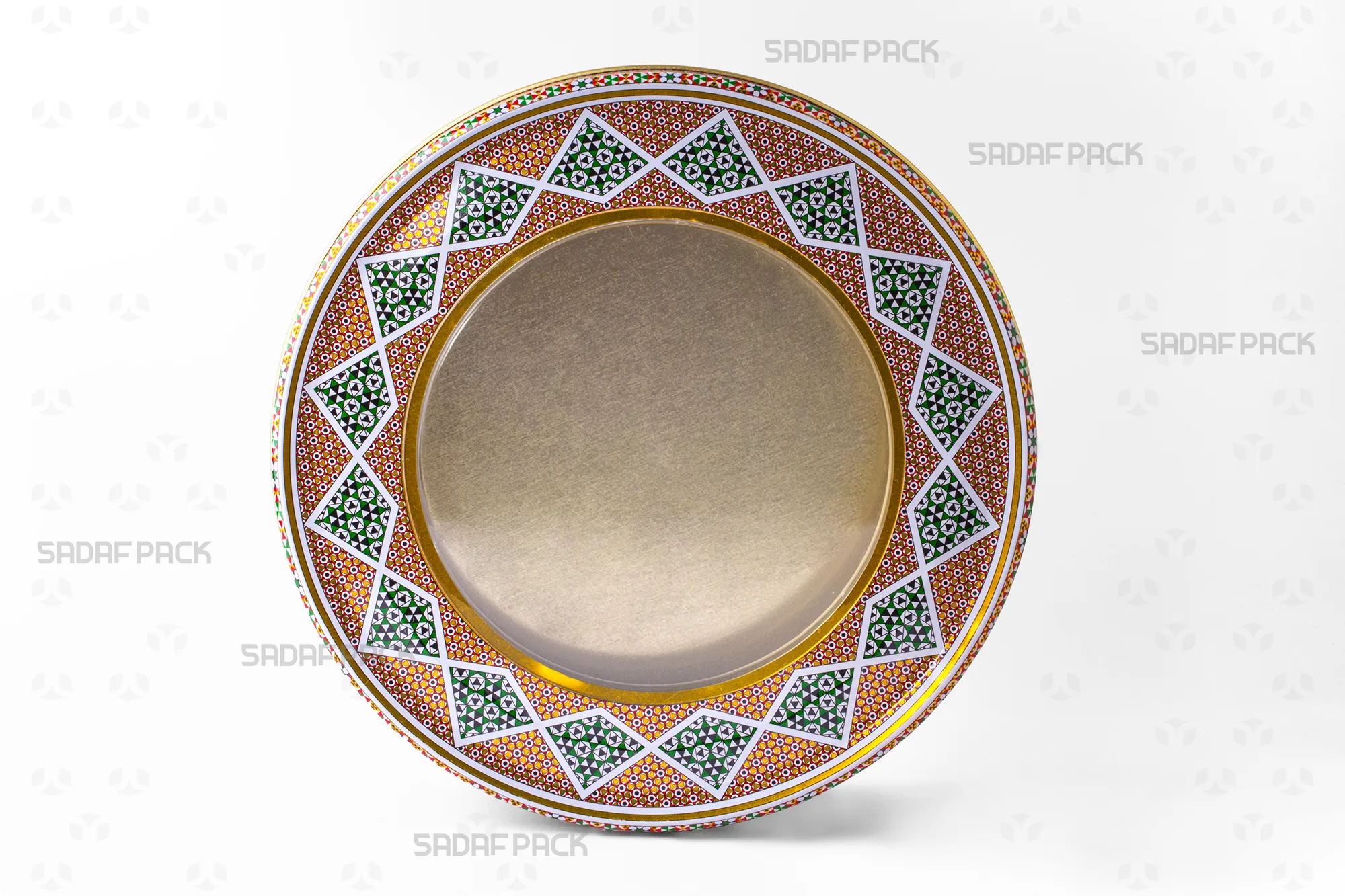 Front view of the 23 Metal 8 cm Tin, highlighting its 8 cm height and 23 cm diameter, ideal for bulk packaging.