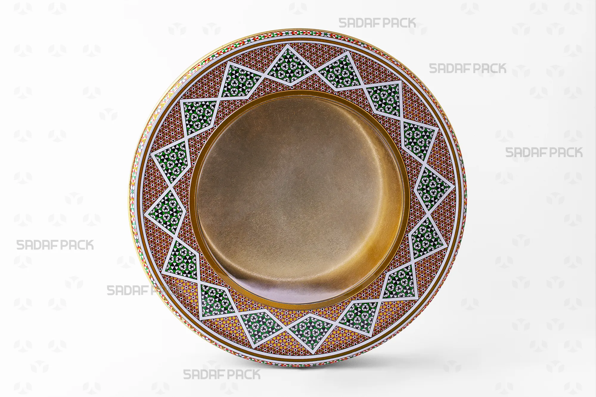 Front angle view of the 23x15 cm metal container, highlighting its large cylindrical structure and durable metal build.