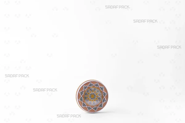 Three-quarter view of the 3 gram Metal Tin by Sadaf Pack, a compact and durable container designed for premium saffron packaging.