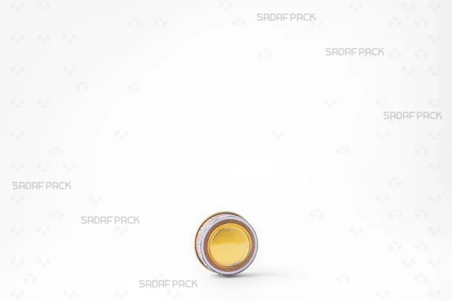 Three-quarter angle view of the 1 gram Metal Tin saffron container by Sadaf Pack.