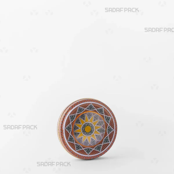 Three-quarter view of the 5 gram Metal Tin for saffron packaging by Sadaf Pack.