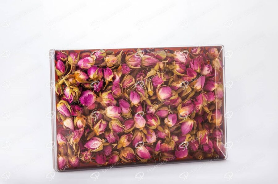 ##tt##-Crystal Container - Golden Bottom Designed Rectangular 200