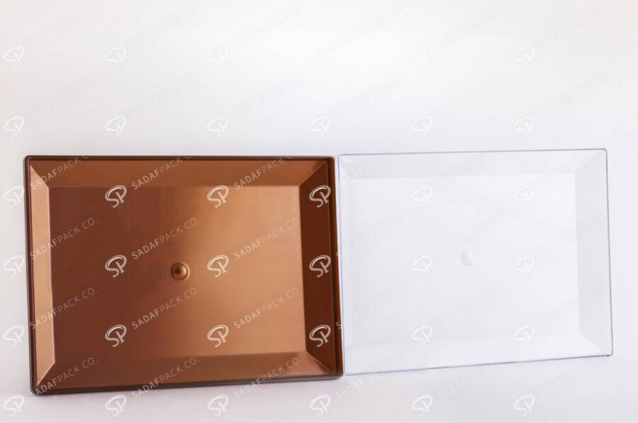 ##tt##-Crystal Container - Golden Bottom Designed Rectangular 300