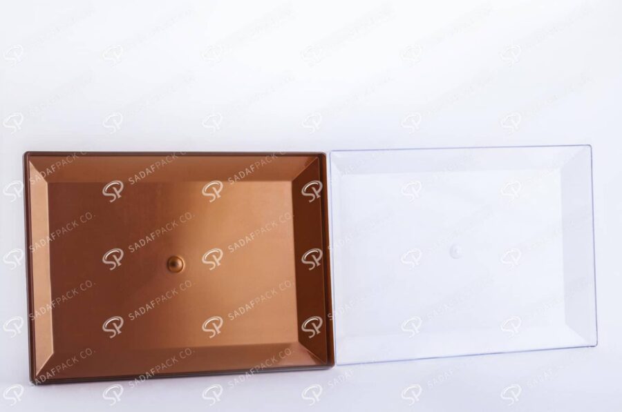 ##tt##-Crystal Container - Golden Bottom Designed Rectangular 500