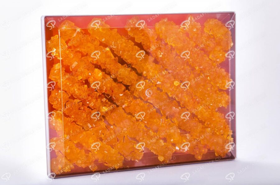 ##tt##-Crystal Container - Golden Bottom Designed Rectangular 500
