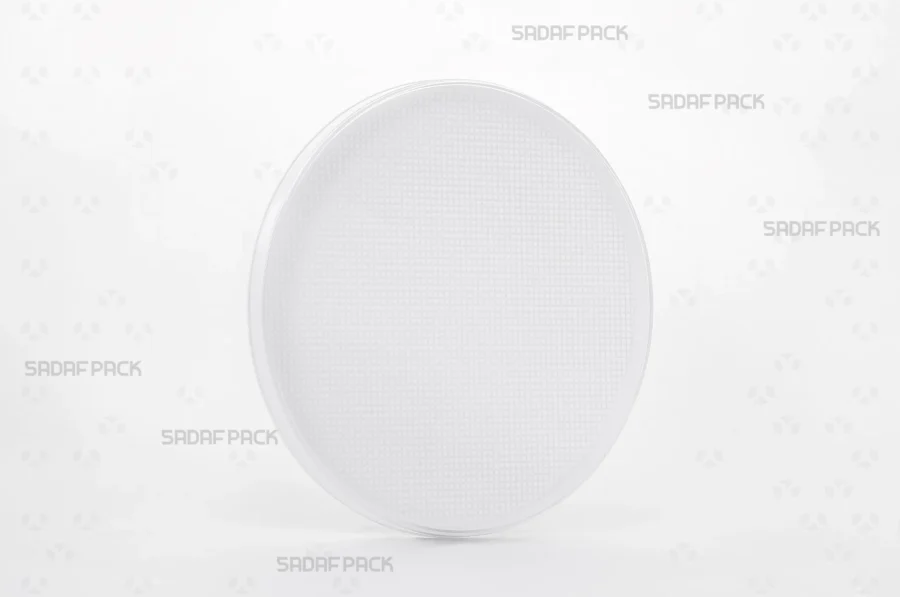 Sadaf Pack's 15 Slim España tin container, featuring a 15cm diameter and a slim profile for premium saffron packaging.