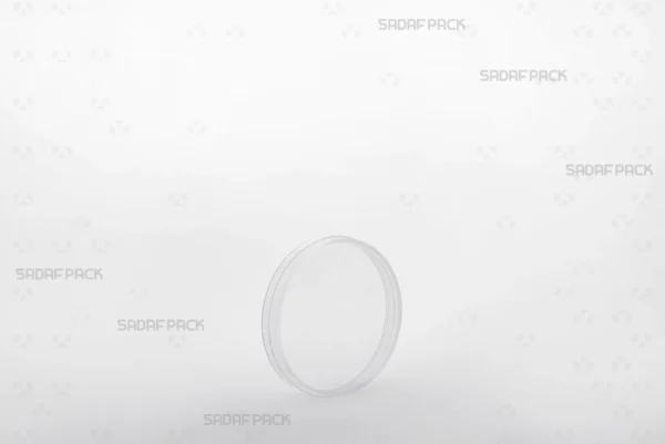 Three-quarter angle view of the 6.5 Core Crystal container by Sadaf Pack, showcasing its elegant design for premium saffron packaging.