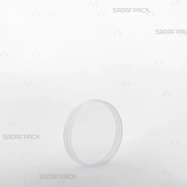 Three-quarter angle view of the 6.5 Core Crystal container by Sadaf Pack, showcasing its elegant design for premium saffron packaging.