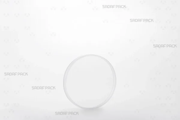Three-quarter angle view of the 9.5 Core Crystal Container by Sadaf Pack, highlighting its clear polycrystal structure and deep design for premium saffron.