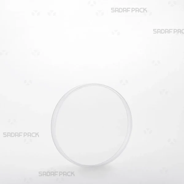 Three-quarter angle view of the 9.5 Core Crystal Container by Sadaf Pack, highlighting its clear polycrystal structure and deep design for premium saffron.