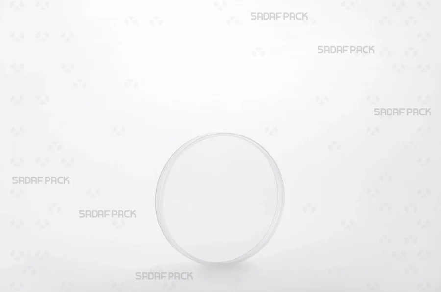 Three-quarter angle view of the 9.5 Core Crystal Container by Sadaf Pack, highlighting its clear polycrystal structure and deep design for premium saffron.
