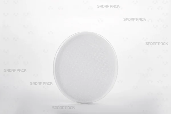 A three-quarter angle view of the 12 Slim España crystal container by Sadaf Pack, designed for premium saffron packaging.
