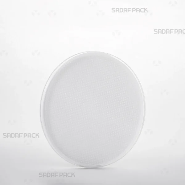 A three-quarter angle view of the 12 Slim España crystal container by Sadaf Pack, designed for premium saffron packaging.