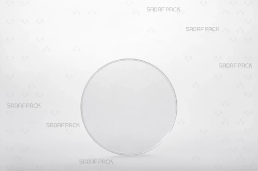 Front angle view of the 11 Slim Crystal container, showcasing its slim, circular polycrystal structure and secure lid.
