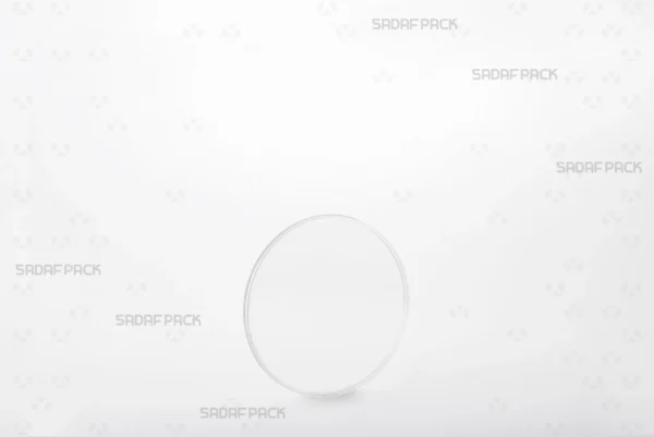 A three-quarter angle view of the 7.5 Slim Crystal container by Sadaf Pack, designed for premium saffron packaging.