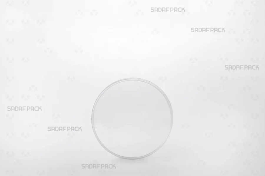 A front-facing view of the 9.5 Slim Crystal container, detailing its slim profile and high-clarity polycrystal construction.
