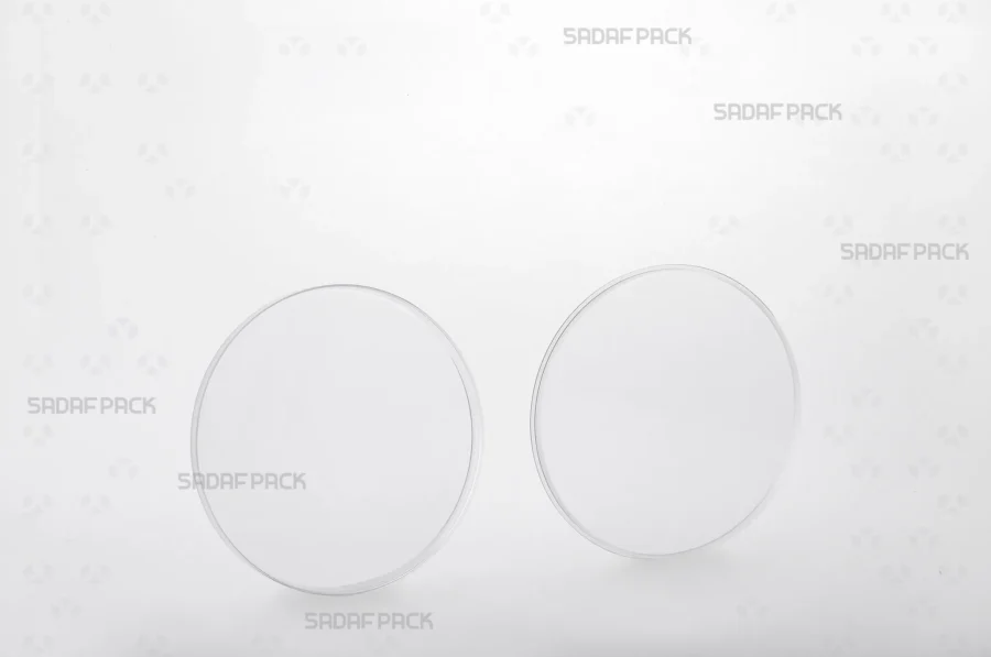 The 9.5 Slim Crystal container presented with its lid and body separated side-by-side, revealing the clean interior space.