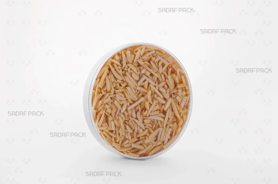 A 12 Core España container filled with high-quality Slivered Almonds, demonstrating its suitability for export-grade products.
