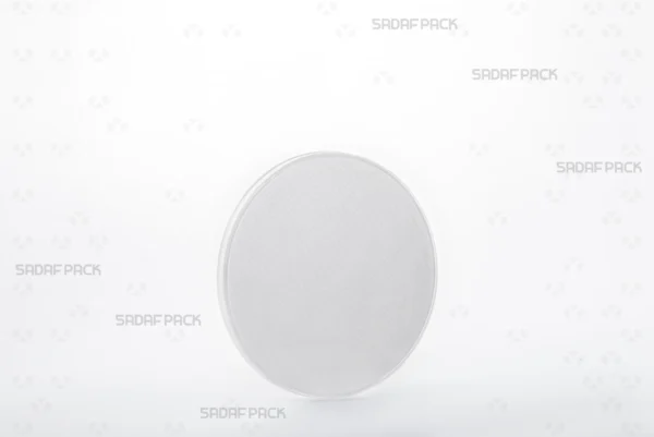A three-quarter angle view of the 9.5 España Crystal and Metal Container by Sadaf Pack, showcasing its round shape and transparent lid.