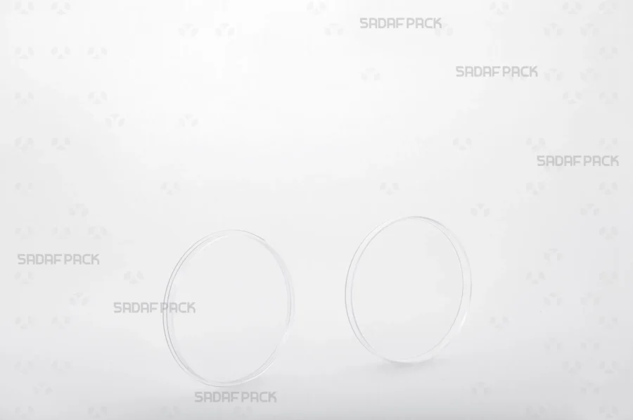 The 6.5 Flat Crystal container shown with its lid and body separated side-by-side, displaying the polished interior space suitable for delicate spices.