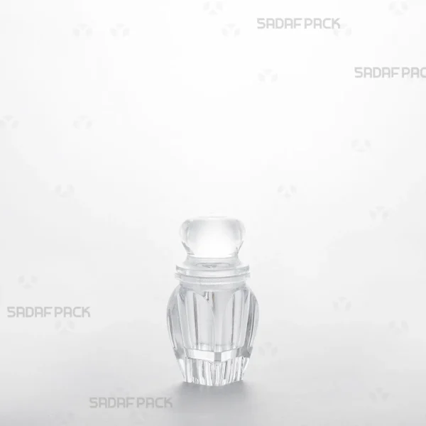 Three-quarter view of the Gohar 1 Raised Bottom crystal container by Sadaf Pack, highlighting its elegant design for premium saffron packaging.