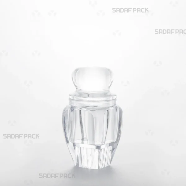 Gohar 3 Raised Bottom crystal container by Sadaf Pack, a luxury packaging solution designed to showcase premium saffron.