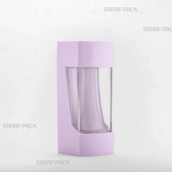 Three-quarter angle view of the Negin Lily crystal container by Sadaf Pack, designed for premium saffron.
