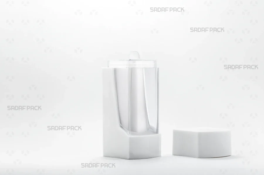 The Negin White container shown with its lid and body separated, displaying the clean, smooth interior ideal for protecting saffron.