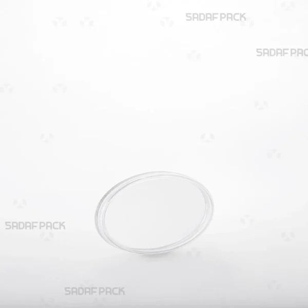 A three-quarter angle view of the Oval 3 Crystal container, an elegant packaging solution for saffron by Sadaf Pack.
