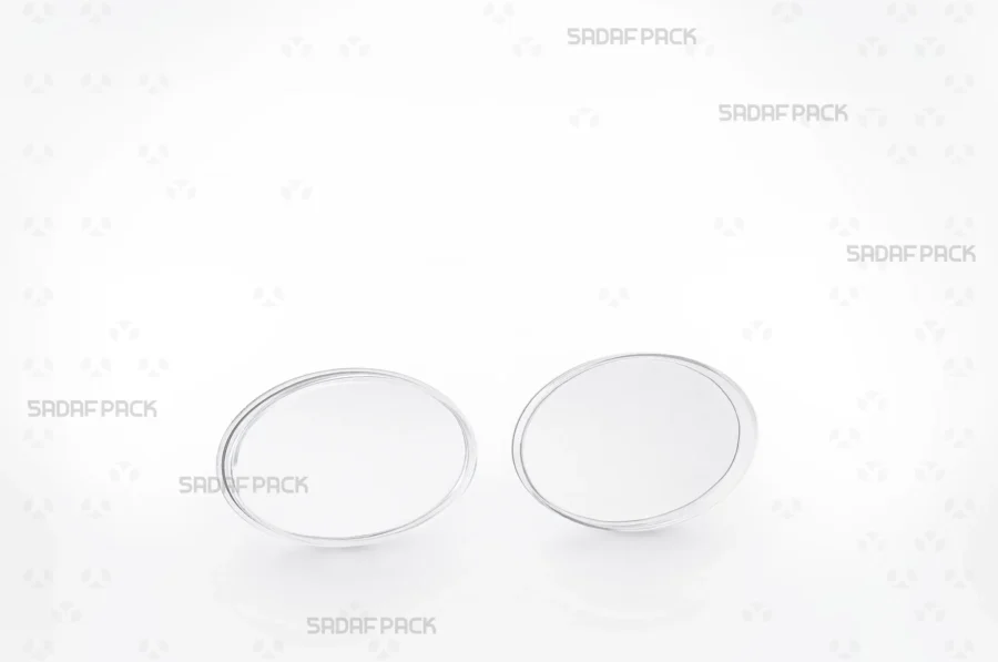 The Oval 4 Crystal container displayed with its lid and body separated side-by-side, revealing the interior capacity suitable for delicate spices.
