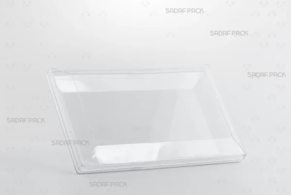 A three-quarter angle view of the elegant Rectangle 200 crystal container for luxury packaging, from Sadaf Pack.