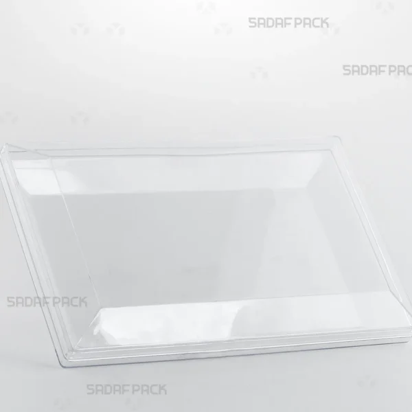 A three-quarter angle view of the elegant Rectangle 200 crystal container for luxury packaging, from Sadaf Pack.