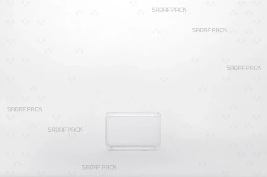 A front angle view of the 4 Deep Crystal Rectangle container, highlighting its deep-set structure and transparent polycrystal walls.