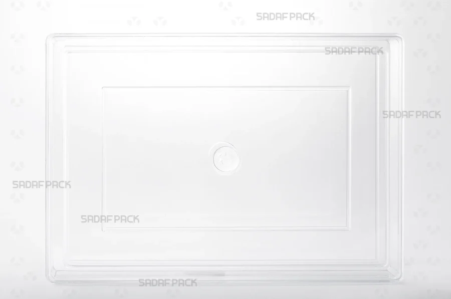 A front angle view of the Rectangle 400 container, showcasing its clear polycrystal structure and spacious rectangular design.