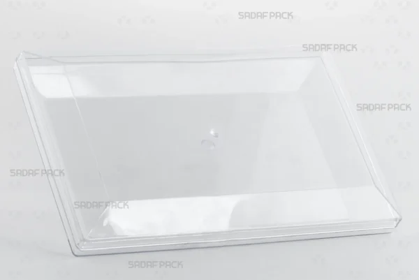 A three-quarter angle view of the Rectangle 500 luxury container by Sadaf Pack, designed for premium sweets and nuts.