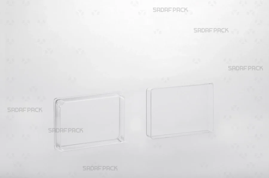 An open view of the Rectangle 7 Deep Crystal container with its lid placed beside the body, displaying the spacious and well-defined interior.