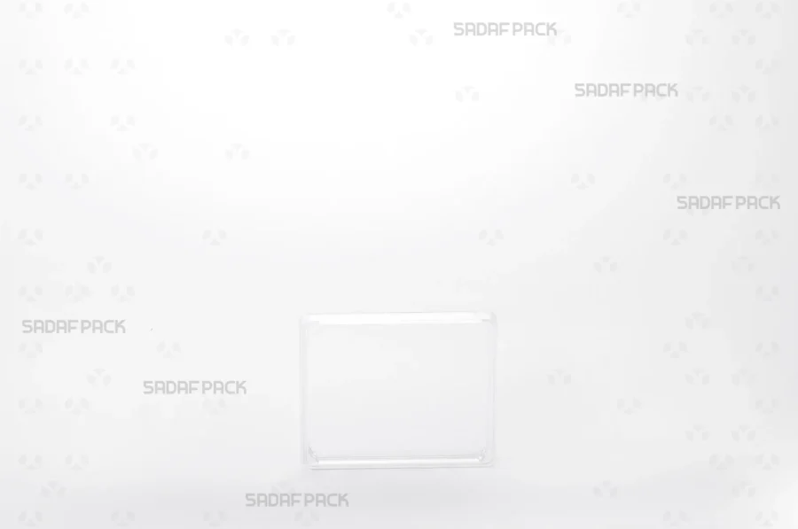 Front view of the Rectangle 7 Crystal container, showcasing its clear polycrystal structure and precise rectangular design.