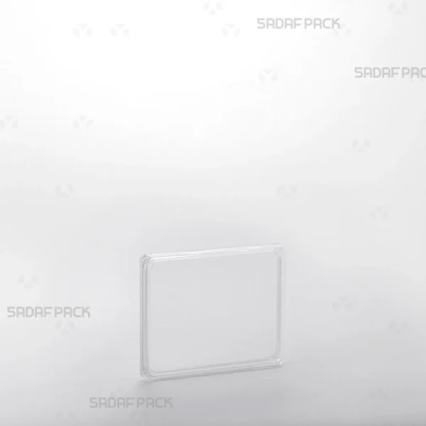 A three-quarter angle view of the Rectangle 7 Slim Crystal container by Sadaf Pack, highlighting its slender, clear design for premium saffron packaging.