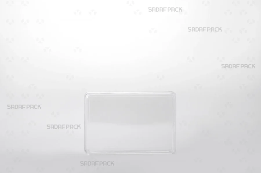 Front angle view of the 10.5 Crystal Rectangle container, highlighting its precise rectangular structure and clear polycrystal material.