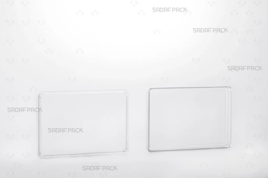 The 10.5 Crystal Rectangle container shown with its lid and body separated side-by-side, displaying the clean interior space.