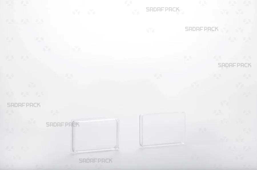An open view of the 4 Crystal Rectangle container with its lid and body separated, displaying the pristine interior space for packaging.