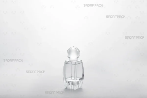 Three-quarter angle view of the Sadaf 1 Raised Bottom crystal container by Sadaf Pack.