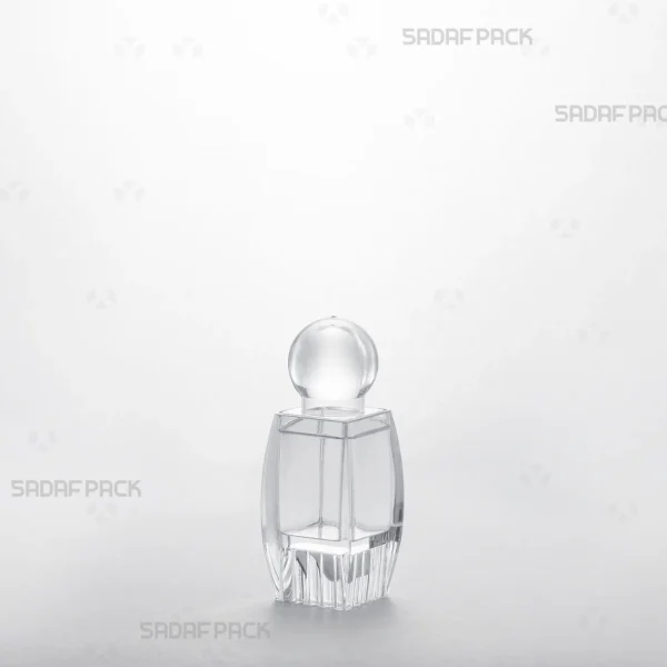 Three-quarter angle view of the Sadaf 1 Raised Bottom crystal container by Sadaf Pack.
