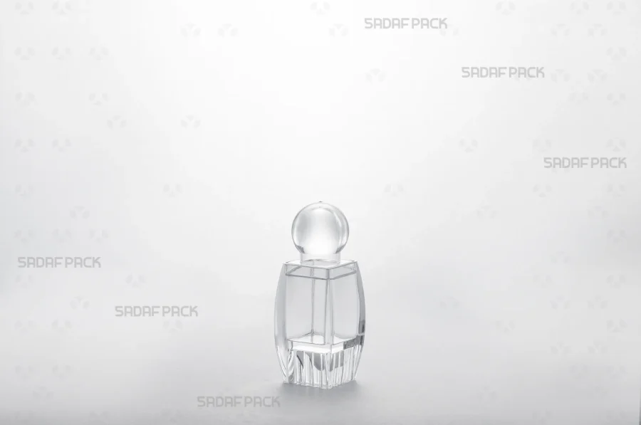 Three-quarter angle view of the Sadaf 1 Raised Bottom crystal container by Sadaf Pack.