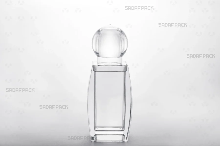 A front angle view of the Sadaf 4 container, highlighting its clear polycrystal structure and classic, standard base design.