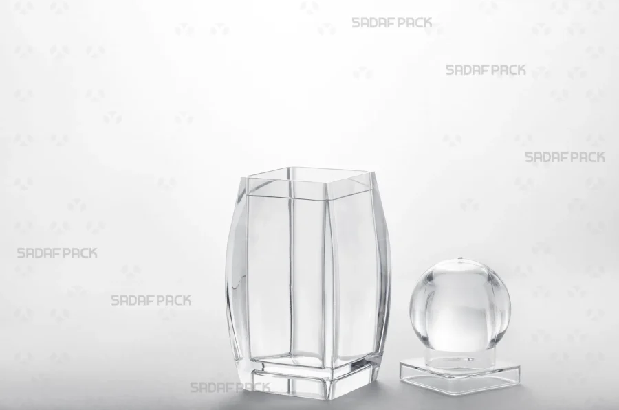 The Sadaf 4 container shown with its lid and body separated side-by-side, displaying the polished interior space.