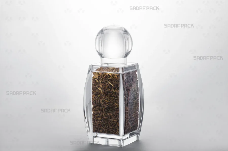 The elegant Sadaf 4 container filled with Black Cumin, showcasing its suitability for high-value export products.